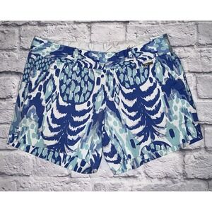 Lilly Pulitzer Callan Shorts Serene Blue Tropi Call Me‎ Size 4 Cotton Summer